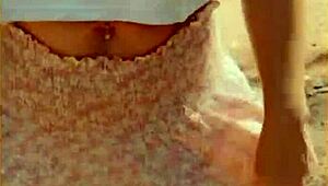 Wife changes her shirt outdoors, revealing her chest