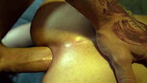 blonde inked teen 18+ gets her asshole and cunt penetrated by thick huge white cock