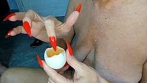 Dude milf crams eggs in pussy closeup biology insemination handjob creampie
