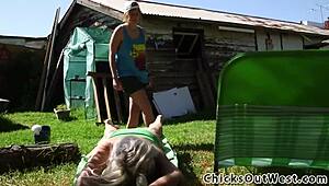 this aussie lez pisses and licks in outdoor fetish