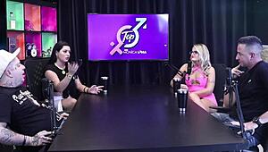 Emotional Blonde Brazilian Housewife Experiences Wild Lesbian Sex with Monica Lima During Live Podcast