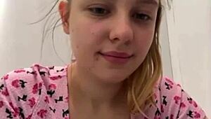 young teen bbw masturbates with dildo in public locker room, reaching extreme orgasm