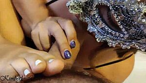 Kimberly Lewis in a threesome with big bouncing boobs, foot fetish, and cum compilation.