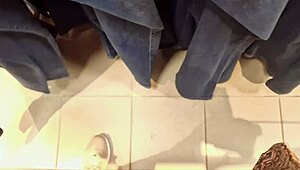 Nicoletta's Tight Jeans Try-On Exposes Mature Curvy Ass Big Pussy Seduction in Shop