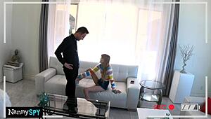 Clumsy slut rams tight cunt on broken vase