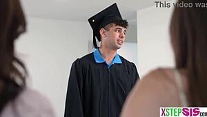 Graduation party stepsister and BFF ready for college threesome