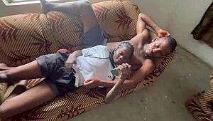 girlfriend's curvy tattooed body shines in our cozy homemade evening