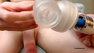 Cute tranny jacks off and chills hotly