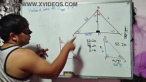 Asian student and teacher in bedroom sexual math