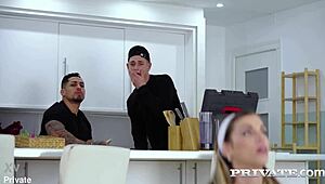 valeria f deepthroats gags rides anal double penetration