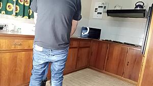 Quickie kitchen fuck standing sex