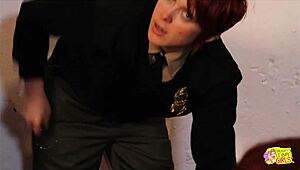 raunchy prison guard licks redhead till she's begging to bang