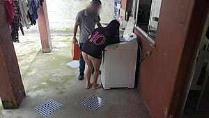 curvy latina housewife pays technician ass fuck cuckold husband