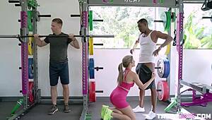 Blonde MILF Cory Chase cheats with massive black cock in steamy gym encounter