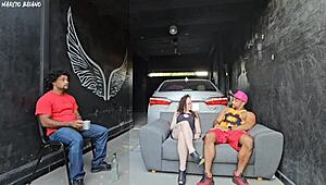 Girlfriend dances close, notices hard dick, fucks me in front of cuckold