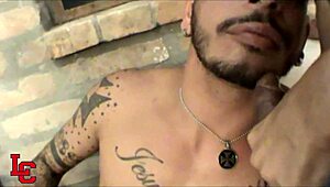 hot latina shemale tifanny strokes big cock and feeds cum to hungry guy