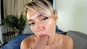 Big titty blonde nelly gale titty tease pussy vibes & dildo bj