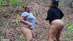 sapphire and pandora shake asses twerking outdoors