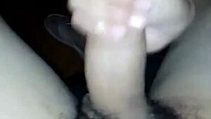 Wife Gives Handjob Watching Porn Cum