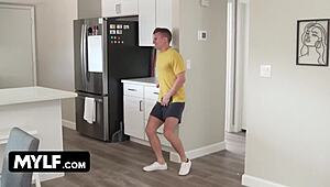 horny stepson unloads cumshot on busty stepmom crystal clark's big tits freeuse milf!