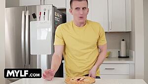 horny stepson unloads cumshot on busty stepmom crystal clark's big tits freeuse milf!