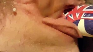 milf stretches shaved young cunt wide open with huge deodorant can fisting