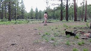 you seeing simscristian05 strip naked at campground entrance in sheer outfit exhibitionist style?