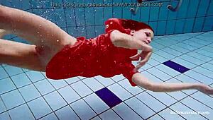 sexy czech teen avenna swims nude pool tight pussy flashes ass underwater