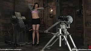 Rough machine ravages hairy squirter hard!