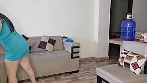 mexican housewife spreads wet pussy lips rips clothes masturbates squirting on couch