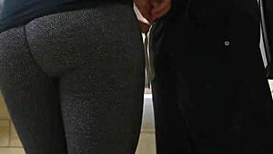 Monster Cock Fills Leaky Pussy with Creampie in Public Huge Restroom