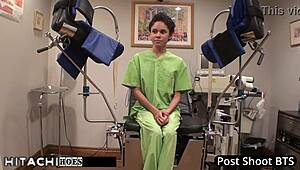 Nurse Forces Hitachi Vibrator Orgasm on Freshman Sandra Chappelle's Shaved Pussy!