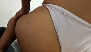 sliding granny's panties aside for quick pussy pound before family arrives