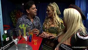 hey, sharing this fat cock has these two blondes in stockings moaning wildly!