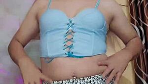 beautiful trans woman sensually touches herself in intimate moment at home