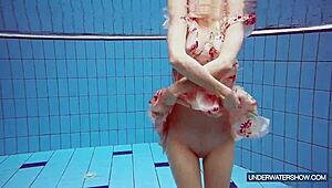martina croatian redhead bikini babe showers poolside nudist style