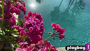 ana foxxx poses lingerie by pool masturbates petite ebony body