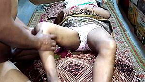 Husband pounds Nepali wife hard. Dirty talk echoes loud.