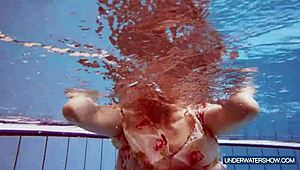 martina croatian redhead bikini babe showers poolside nudist style