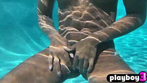 ana foxxx poses lingerie by pool masturbates petite ebony body