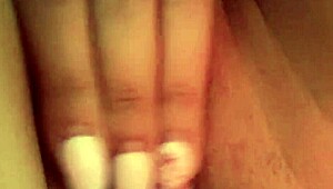 shaved student fingers her tight wet pussy and narrow ass solo