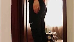 Hubby pounds wife's big tits ass during yoga creampie climax homemade gym fuck