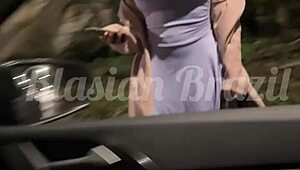 horny asian teen lina nakamura creampied raw by uber driver outdoors public no condom