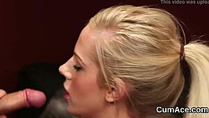 Bombshell Slut Swallows Massive Facial Cumshot From Bukkake Gang!