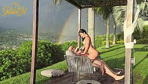 salome gil's huge latina ass bounces wildly on spanish cock by the pool