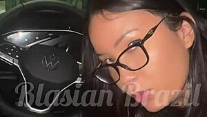 horny asian teen lina nakamura creampied raw by uber driver outdoors public no condom