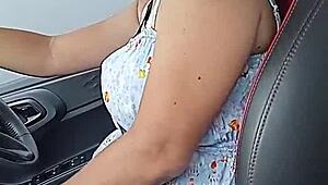 housewife milf flashes big natural tits in public cum walk play