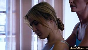 Curvy yoga teen sucks deep then rides cock hard after steamy session!!