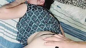 Neighbor's Bedroom Creampie Doggystyle in Her Tight Petite Ass