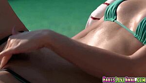 Teen Sucks Monster Cock Before Poolside Anal Surprise And Assfucking With Big Cock